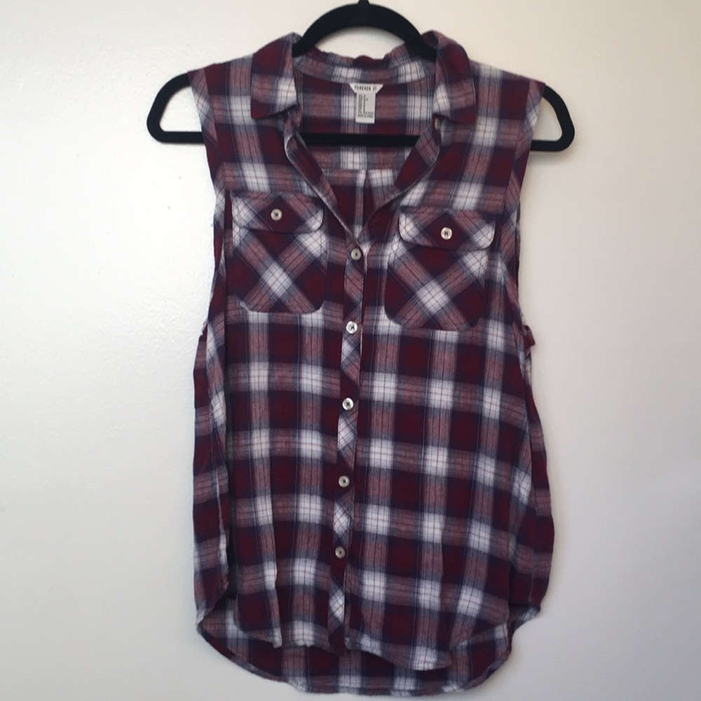 Sleeveless flannel top